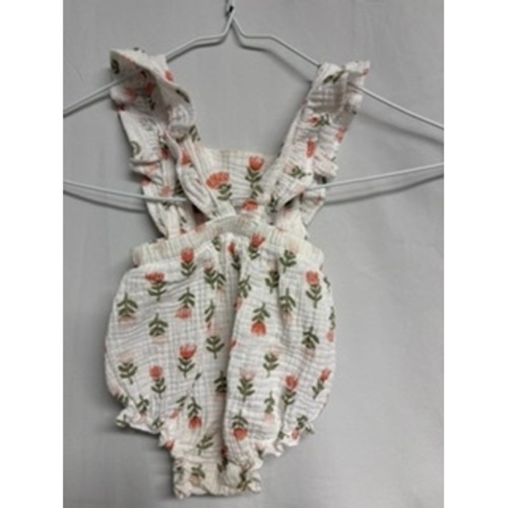Emily and Oliver Baby Girls Floral Muslin Romper White Pink 12M 100% Cotton - Picture 5 of 5
